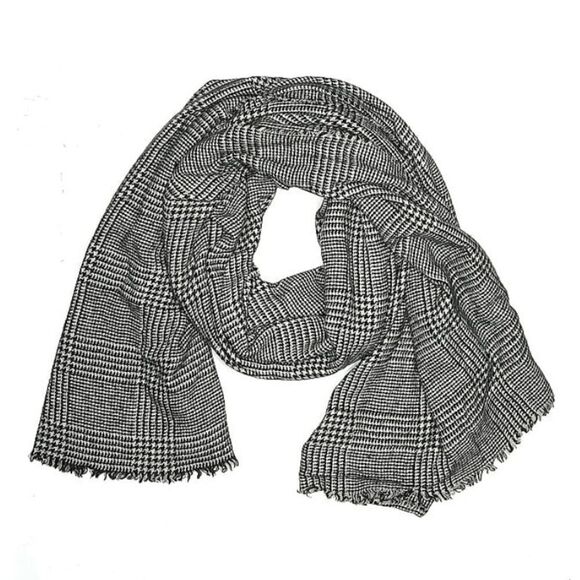 Plaid Winter Scarf, Black/White, Zara - Picture 1 of 4
